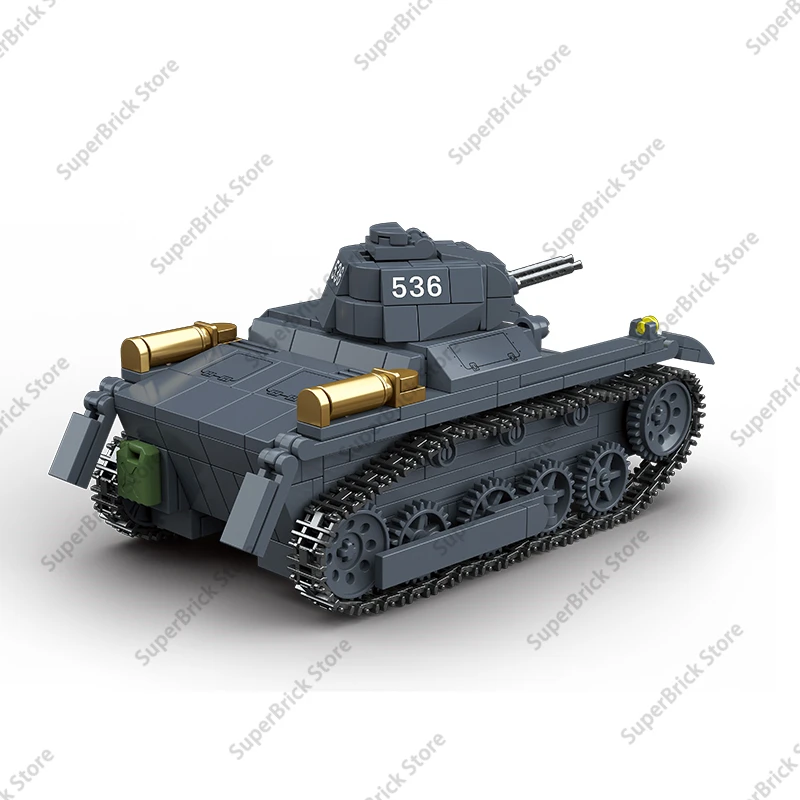 Hot WW2 Germany Tank Type A Armored Vehicle PzKpfw I Model Building Blocks Classical Military Warfare Weapon Set Kids Toy Gifts