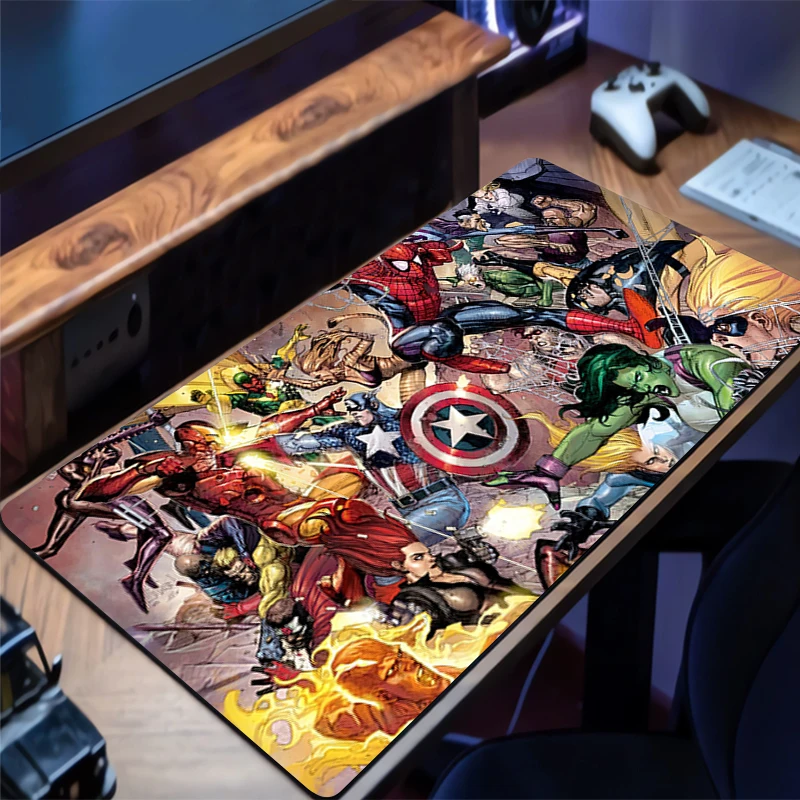 Alas Mouse Desain M-marvel Anti-selip Alas Meja Mudah Dibersihkan Aksesori Gaming Tepi Jahitan untuk Rumah dan Permainan untuk Alas Mouse Gamer