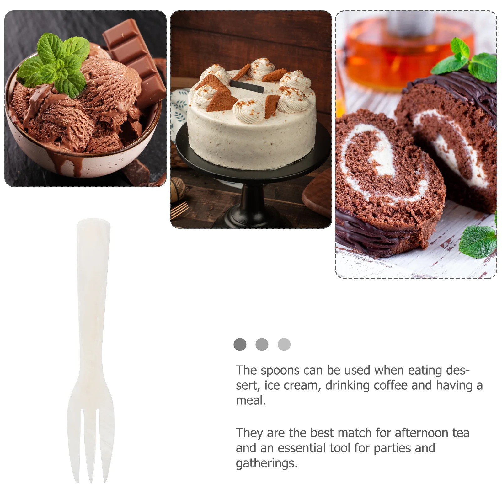 

Round Handle Shell Fork Natural Dessert Fork Simple Stylish Lightweight for Home Restaurant Shell Stir Tableware