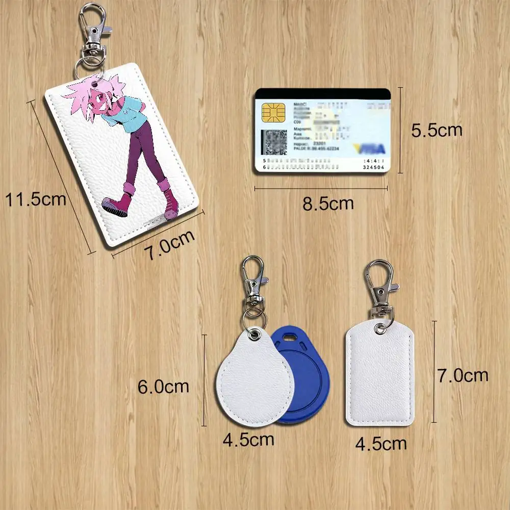Invincible Kipo Wolf Wonderbeasts Rectangle ID Card Case Keychain Access Card Bag Key Tag Ring Leather Card Holder Ring Access