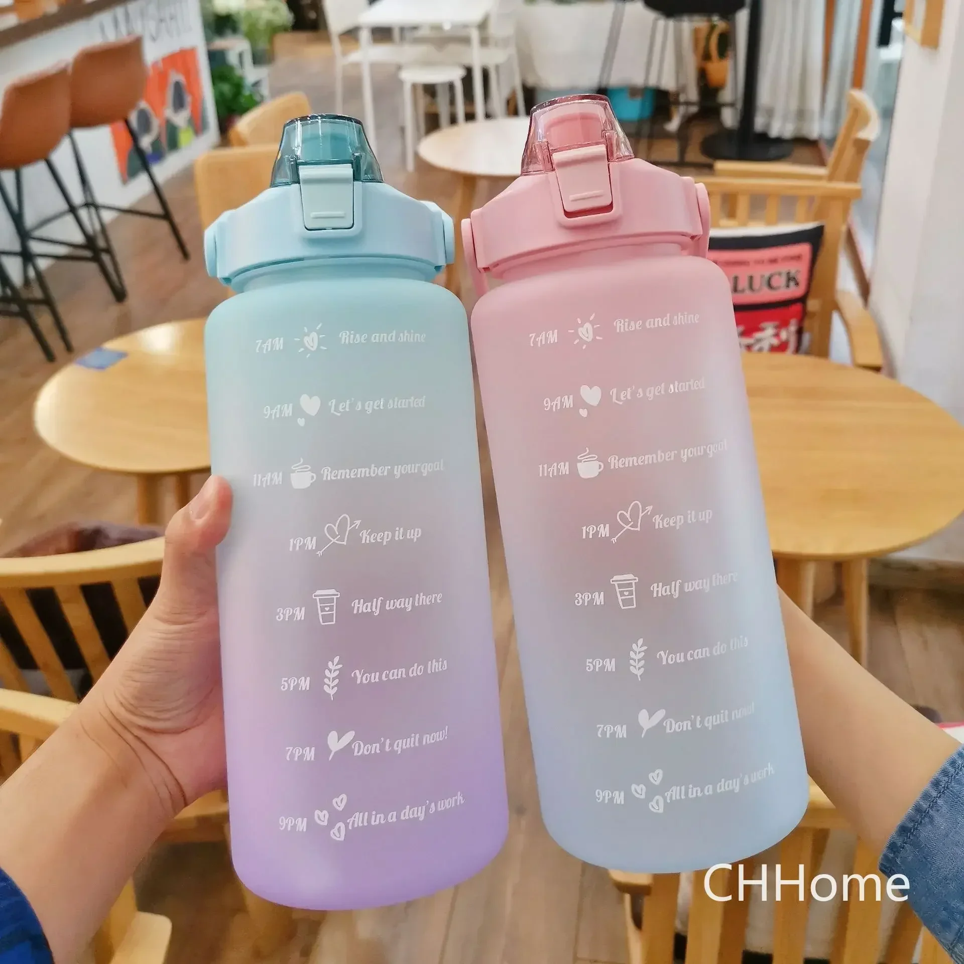 2 Liters Plastic Kettle Large Portable Travel Water Bottle with Straw Sports Fitness Cup High Value Big Fat Cup Water Bottles