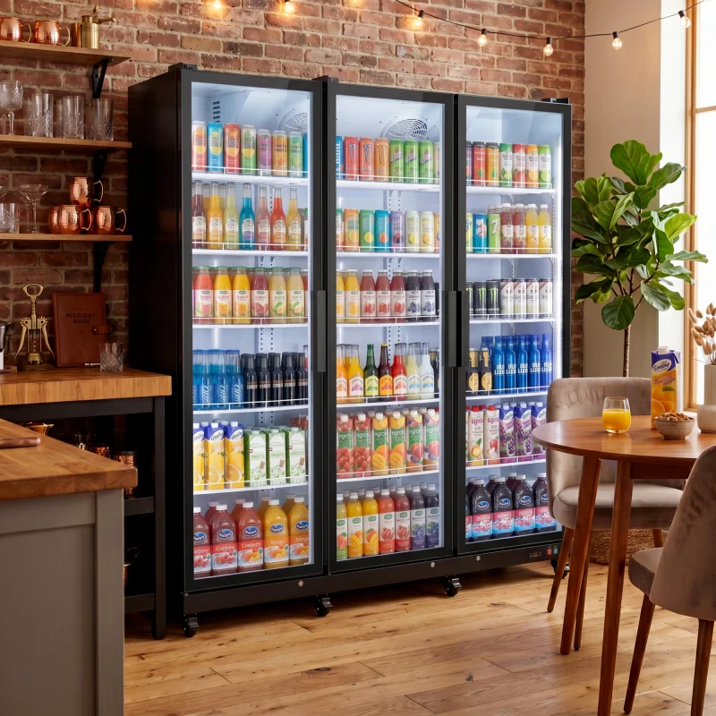 Commercial Beverage Fridge Vertical Display Cooler Refrigerator,1650L Freestanding Glass Door Drink Cooler Fridge with Electronic Temp Control