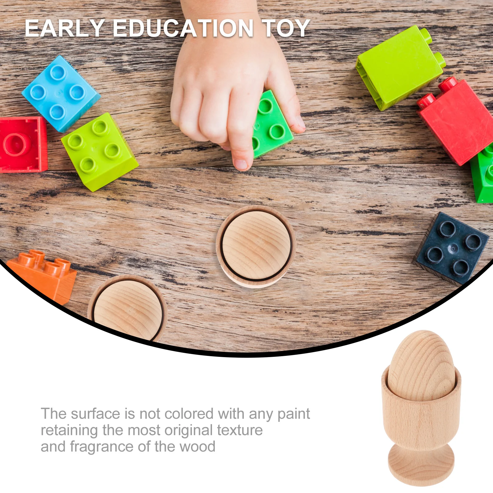 Tazze e palline per uova Giocattolo in legno Sensoriale per bambini Educazione precoce Coordinazione occhio-mano Kit di addestramento prescolare