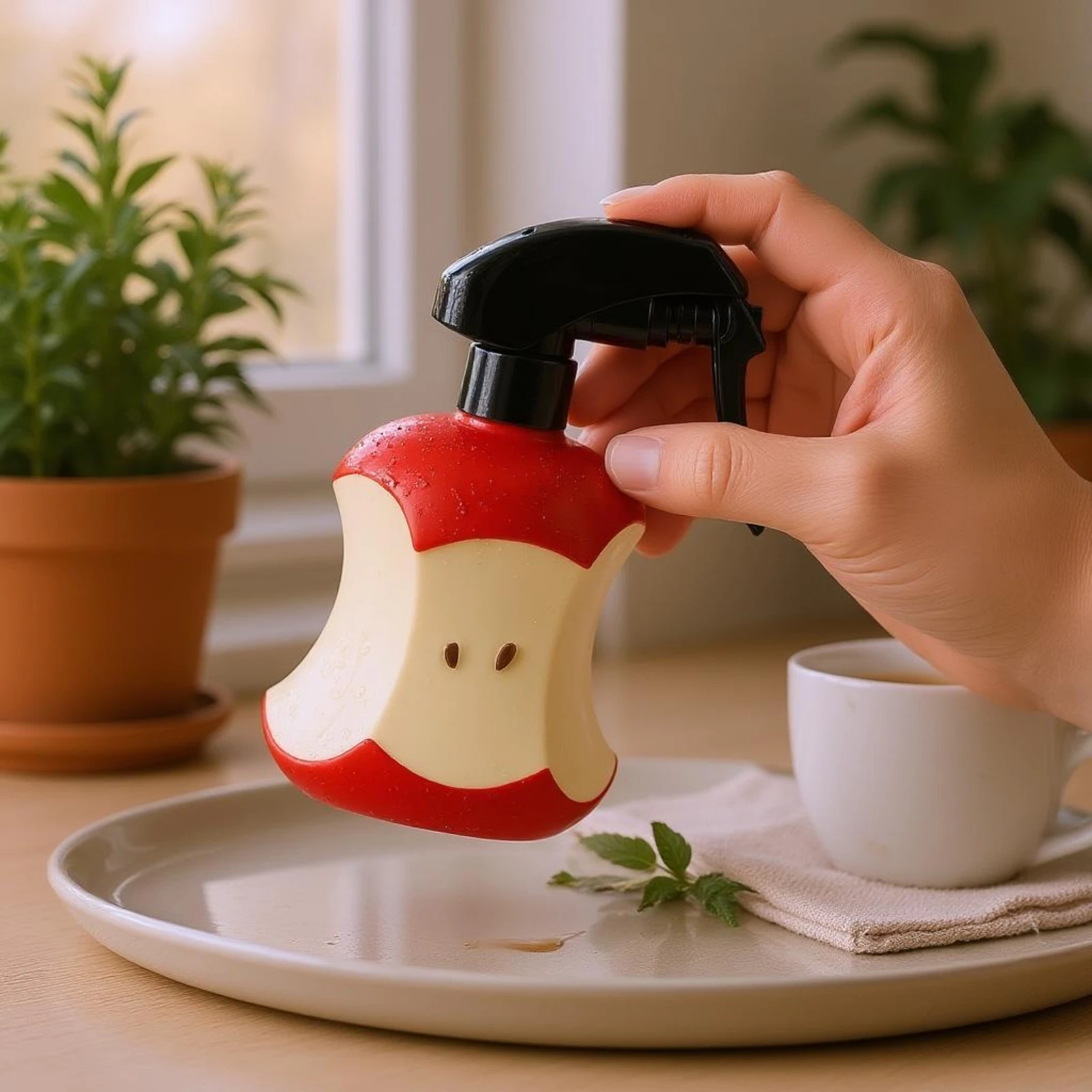Apple-Shaped Spray Bottle 300 Ml Handheld Watering Spray Bottle Handheld Garden Sprayer ABS and Resin Adjustable Mist Sprayer