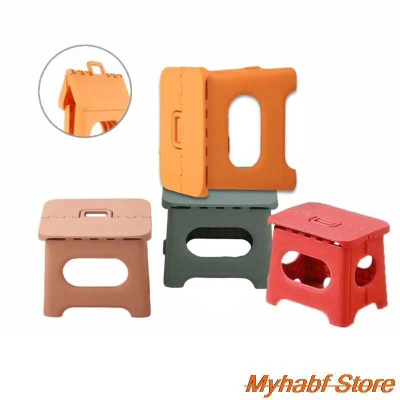 Portable Plastic Folding Stool with Handle Multifunction Outdoor Hiking Fishing Foldable Stool Chair Children's Stool Stepstool