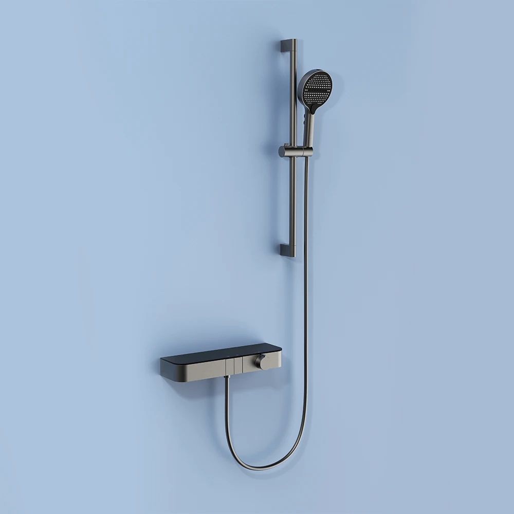 

SKOWLL Luxury Exposed Shower System, Dual Function Rain & Handheld Shower Head, 3-Mode Controller Modern Bathroom Fixtures