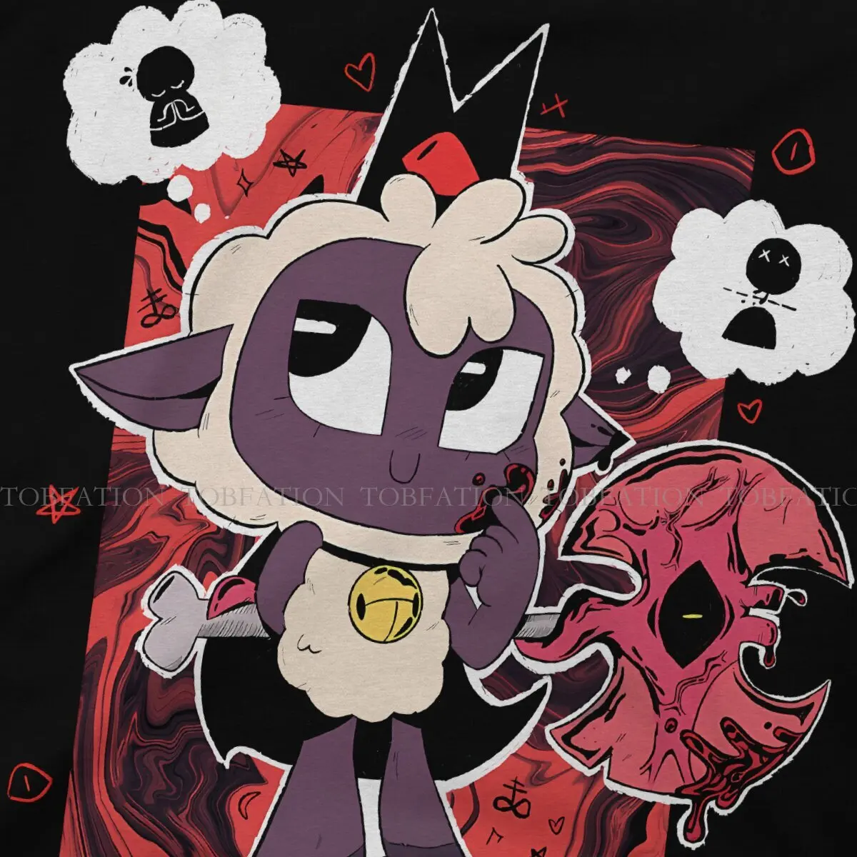 Cult of The Lamb Goat Game 100% Cotton TShirts Chibi Personalize Homme T Shirt New Trend Tops Size S-6XL view 3
