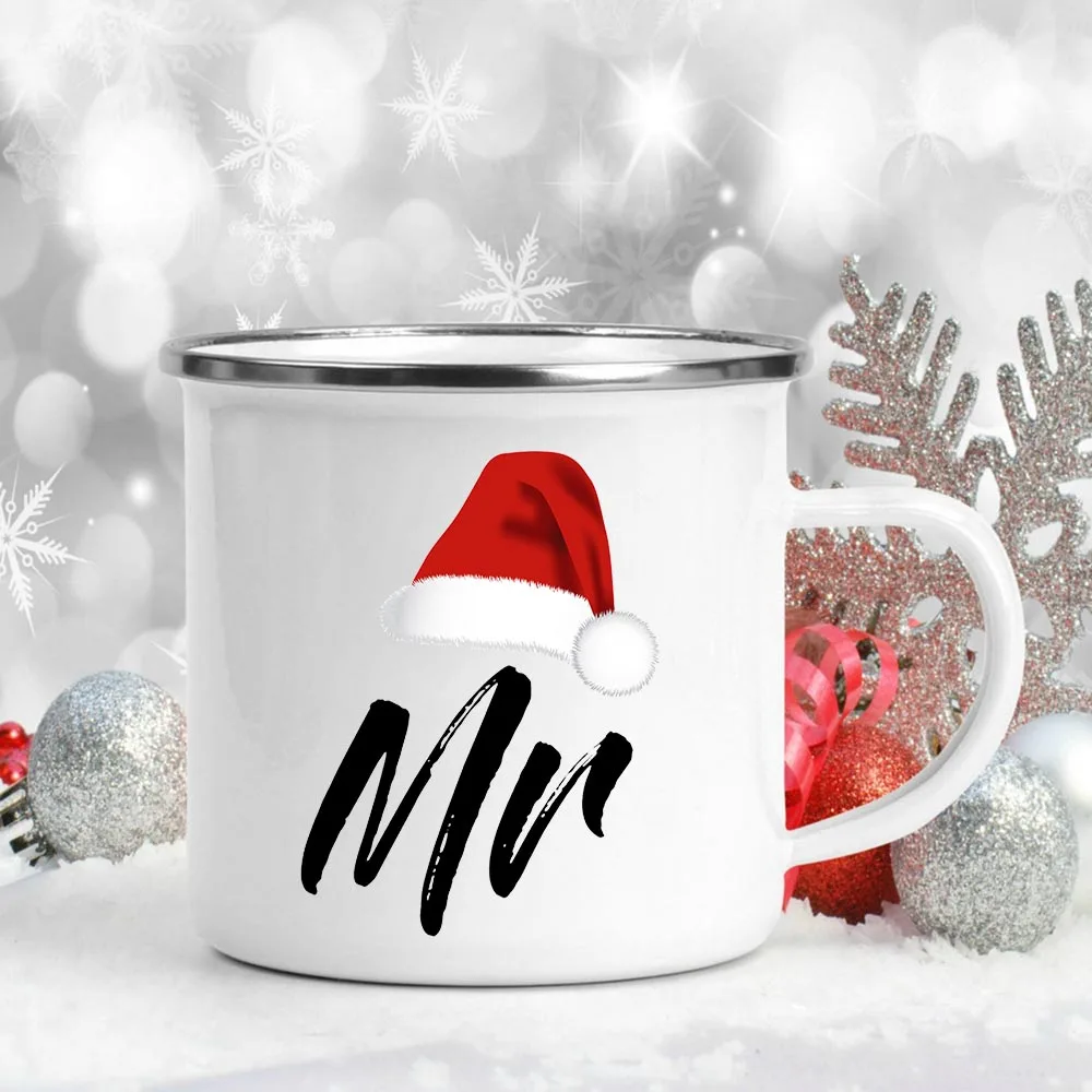 Mr and Mrs Enamel Coffee Mugs Wedding Party Beer Drink Water Cups Creative Breakfast Dessert Milk Cup Bride and Groom Gift Mug