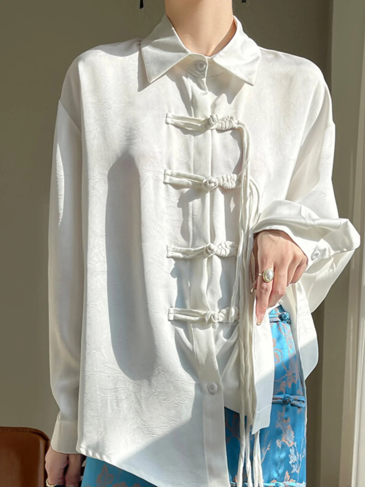 

Свободный крой Long Sve, женский топ irt, винтажный топ с вышивкой и пуговицами, удобная свободная верхняя одежда