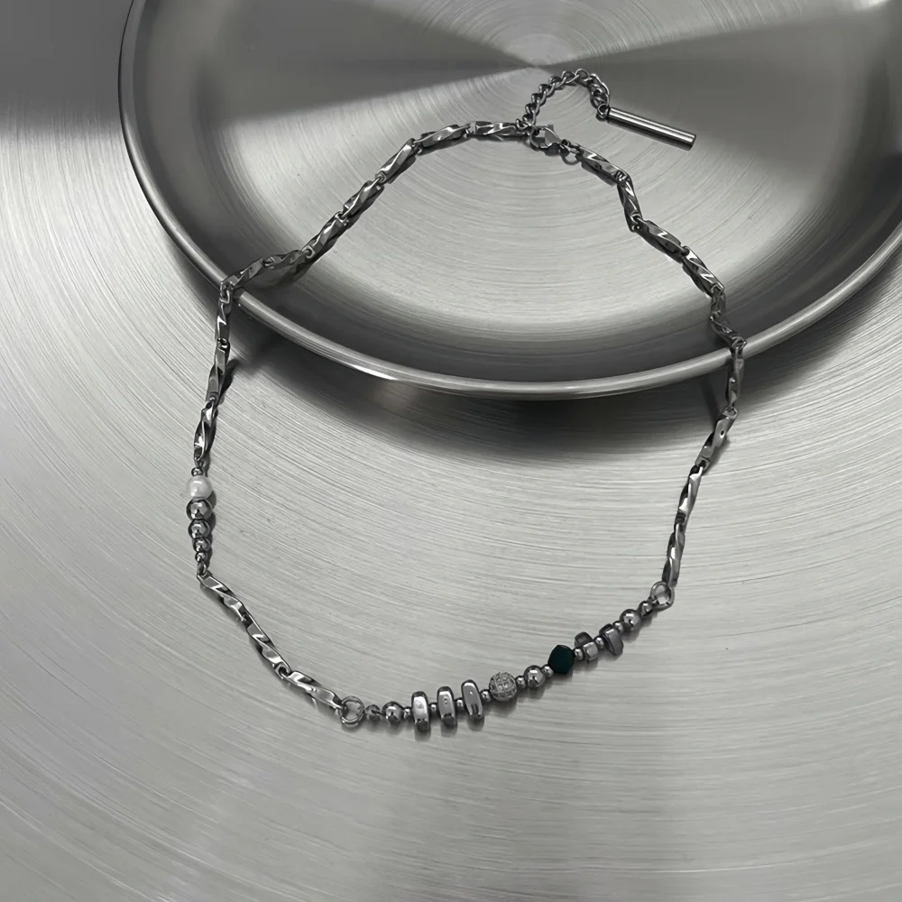5 mm Edelstahl Figaro-Kettenhalskette für Männer, silberfarben, einfache Kettenhalskette für Frauen, Hip-Hop-Schmuck, Party-Accessoires – Detail 4