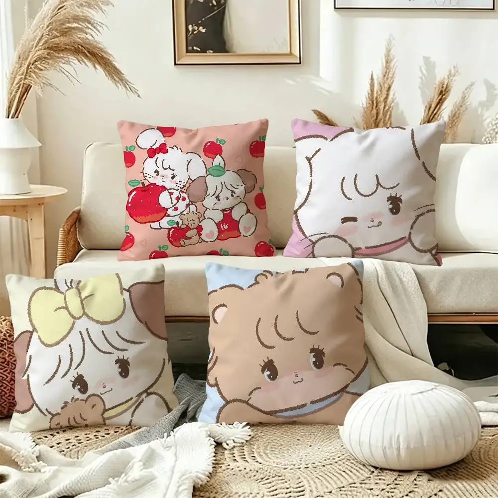 Cute Cat Mikko I-illustrations Pillow Gift Home Office Decoration Bedroom Sofa Car Cushion Cover case 45x45