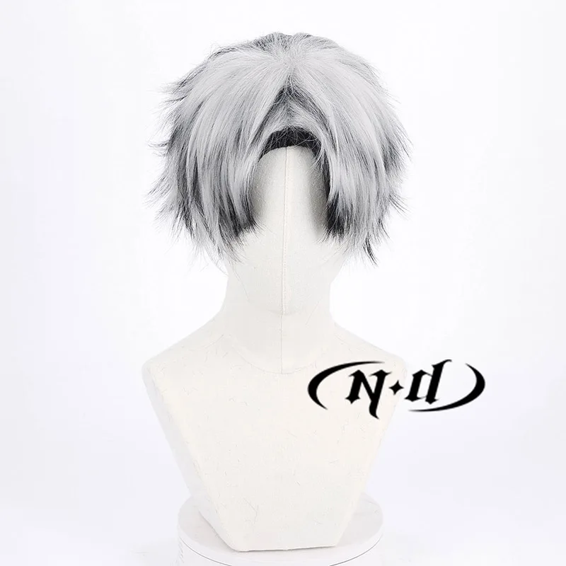 ND Haikyu كوتارو Bokuto تأثيري الباروكات أنيمي كوس أبيض رمادي مركز فراق خصلات الشعر المستعار لحزب كوميك كون كوزر زي موضوع