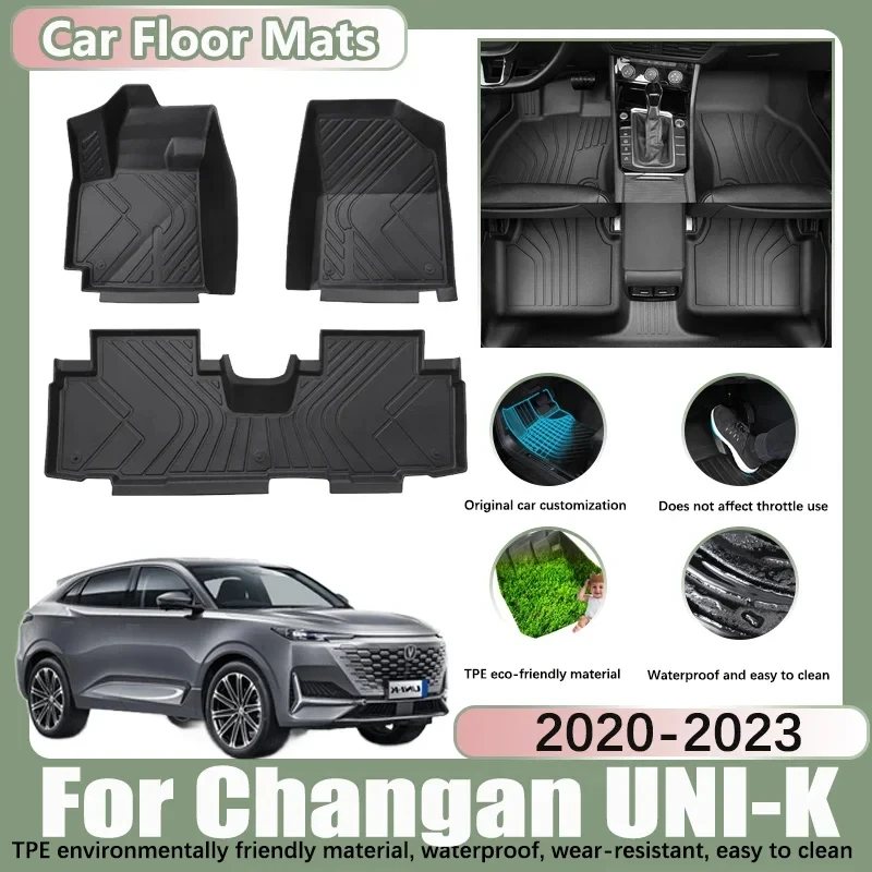 LHD Car Floor Mats For Changan UNI-K 2020-2023 2021 2022 Tray Anti-dirt Rug TPE Car Waterproof Foot Pad Custom Liner Accessories