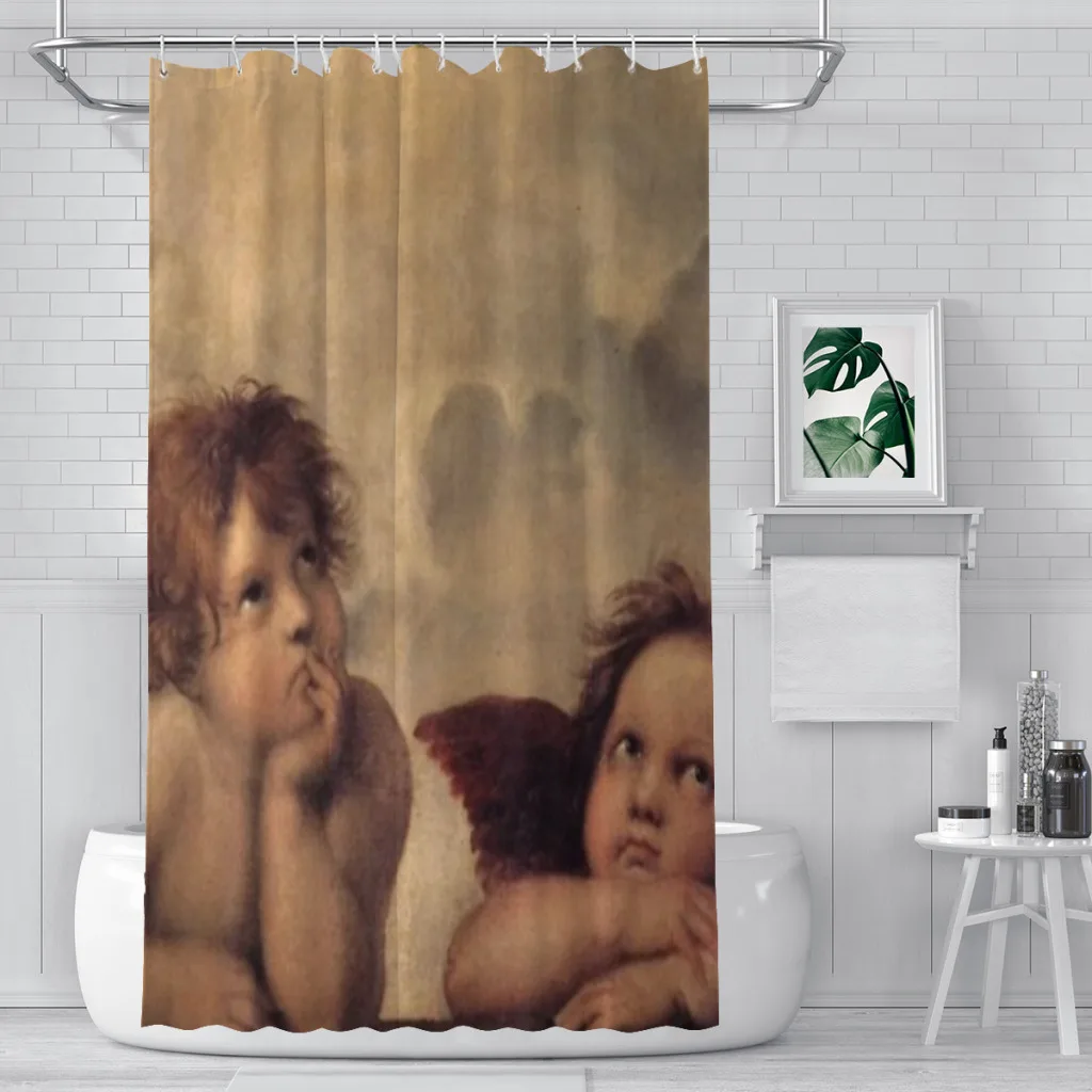 THE SISTINE MADONNA (detail) - RAPHAEL Shower Curtain Landscape Bath Curtain With Hooks for Bathroom waterproof scenery