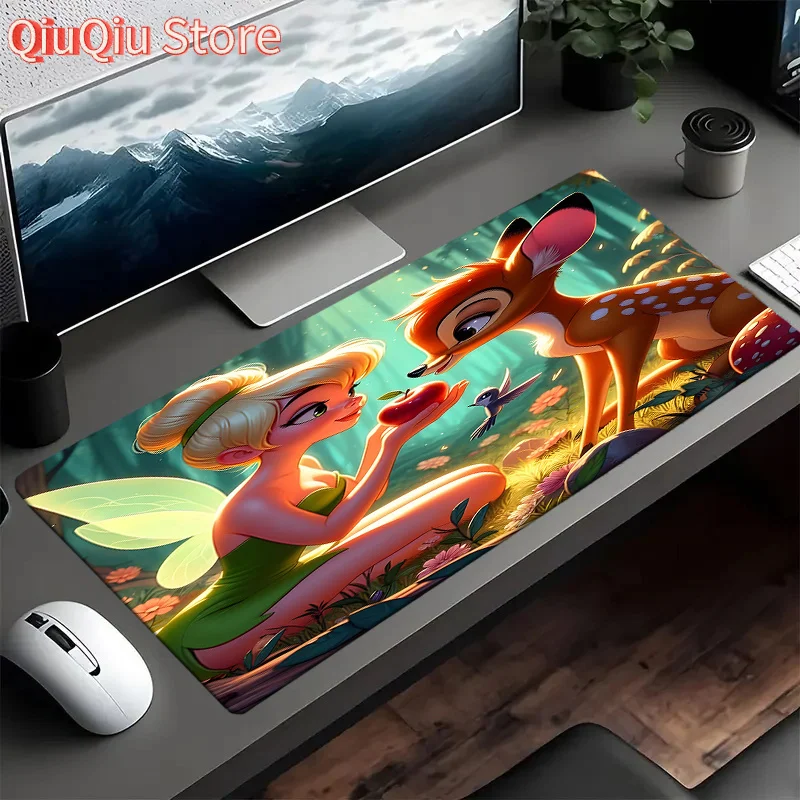 قطعة واحدة من لوحة الماوس ذات طابع ديزني تتميز بجرس تينكر، مصنوعة من مطاط غير قابل للانزلاق، مثالية لسطح مكتب أملس، مناسبة للعباءة