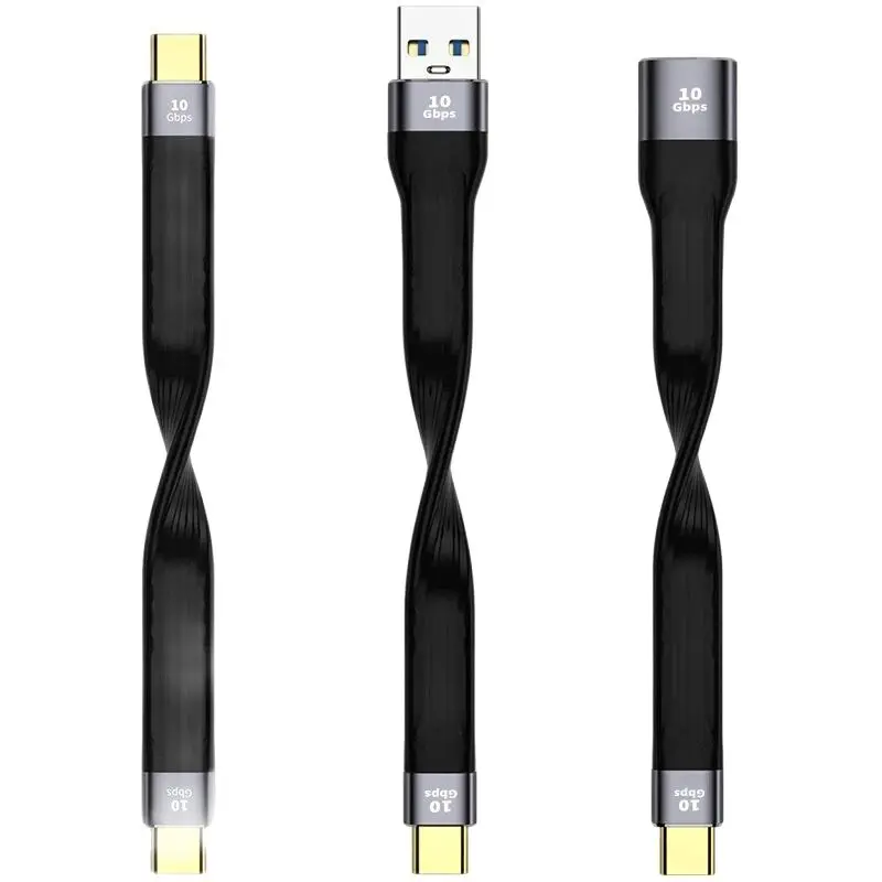 Nku przenośny przewód USB 3.1 10gbps typ-C PD kabel danych do ładowania płaska Slim krótki przewód FPC do laptopów Tablet telefon komórkowy dyski