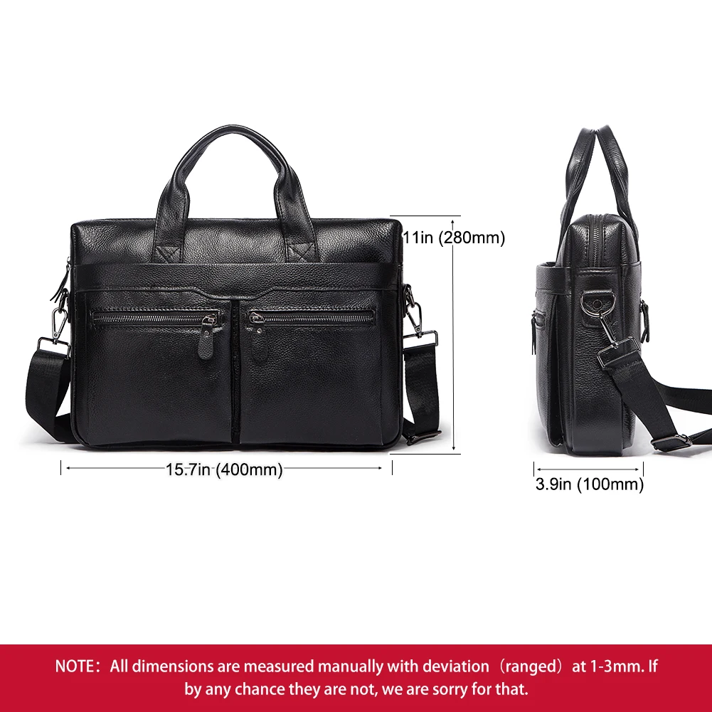 HUMERPAUL Men's Genuine Leather Briefcase Business Laptop Bag with Multiple Pockets Durable Handbag Shoulder Bags for Travel ﻿