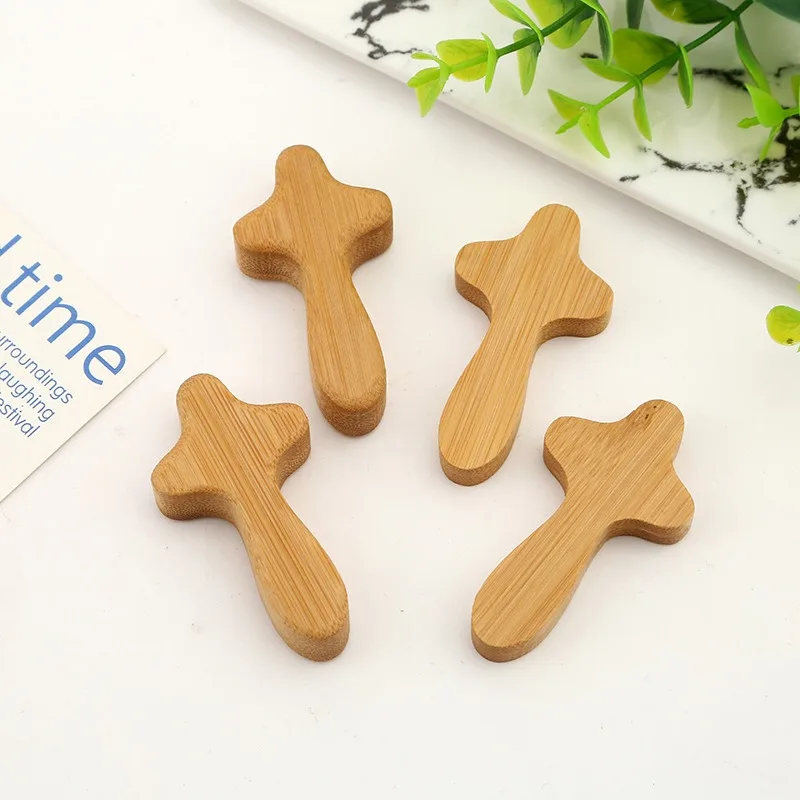 Wooden Holding Cross Handheld Prayer Craft Ornament Religious Christian Decoration Faithful Prayer Accessory for Home Desk Decor