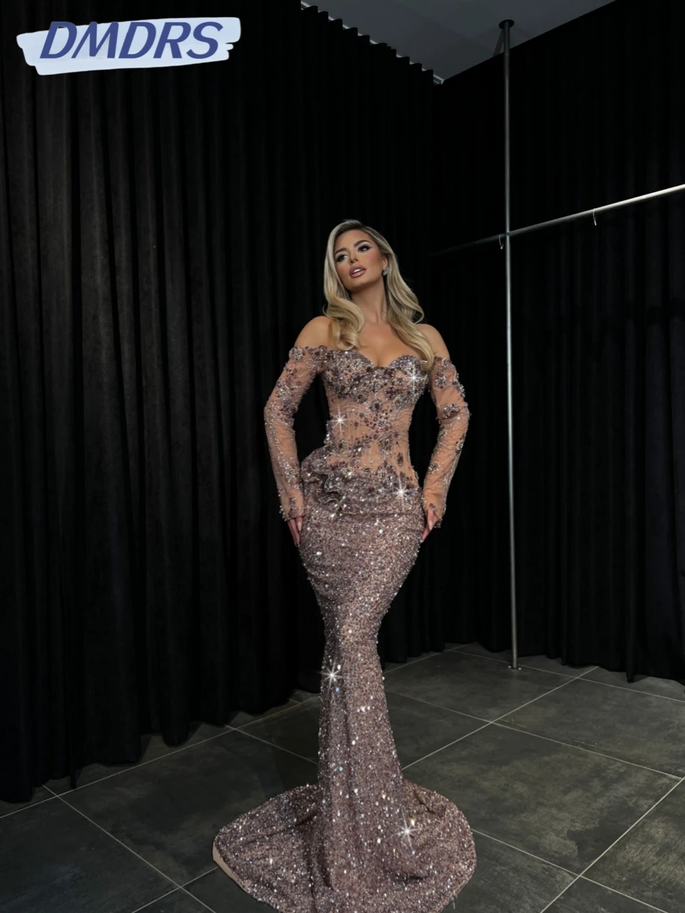 

Мерцающее вечернее платье с открытыми плечами и бисером, длинное свадебное платье русалки с вырезом сердечком, великолепные платья для выпускного вечера по индивидуальному заказу