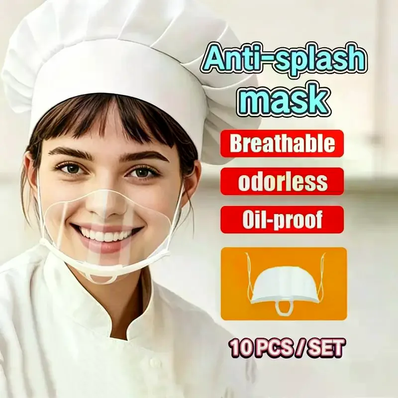 10/30/50 PCS Mouth Shield Transparent Clear, Anti Fog Reusable for Catering Kitchen, Healthcare Staff & Daily Use