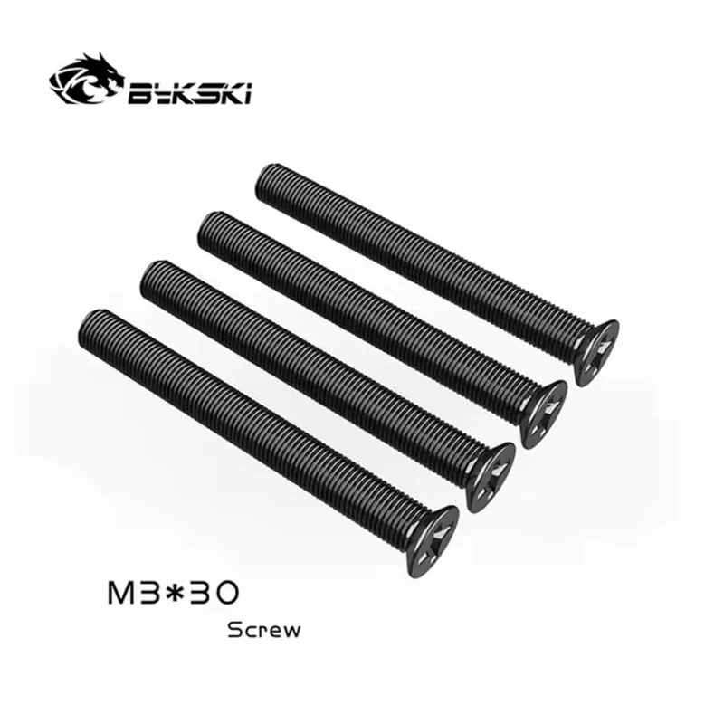Bykski Mounting Metal Screws for Water Cooling Radiator, 4pcs/Lot M3x35 / M3x30 Radiator Accessories for Fixing Fan Black