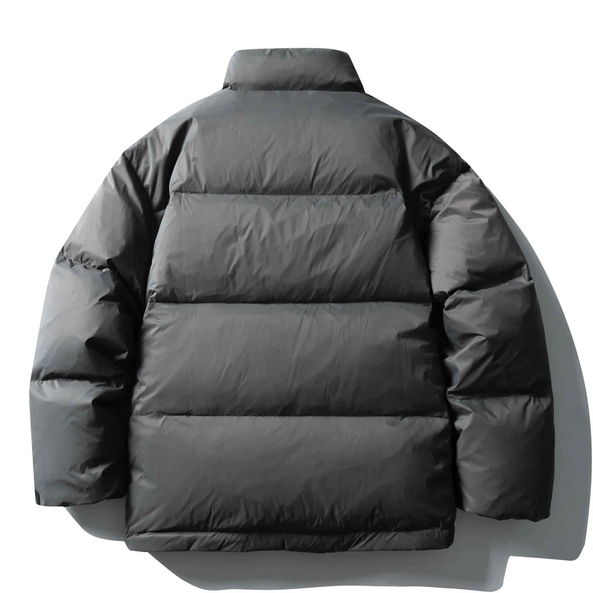 Japanese Minimalist Solid Color Puffer Jacket with 90% White Duck Down Stand Collar Winter Coat 2025 New Arrival