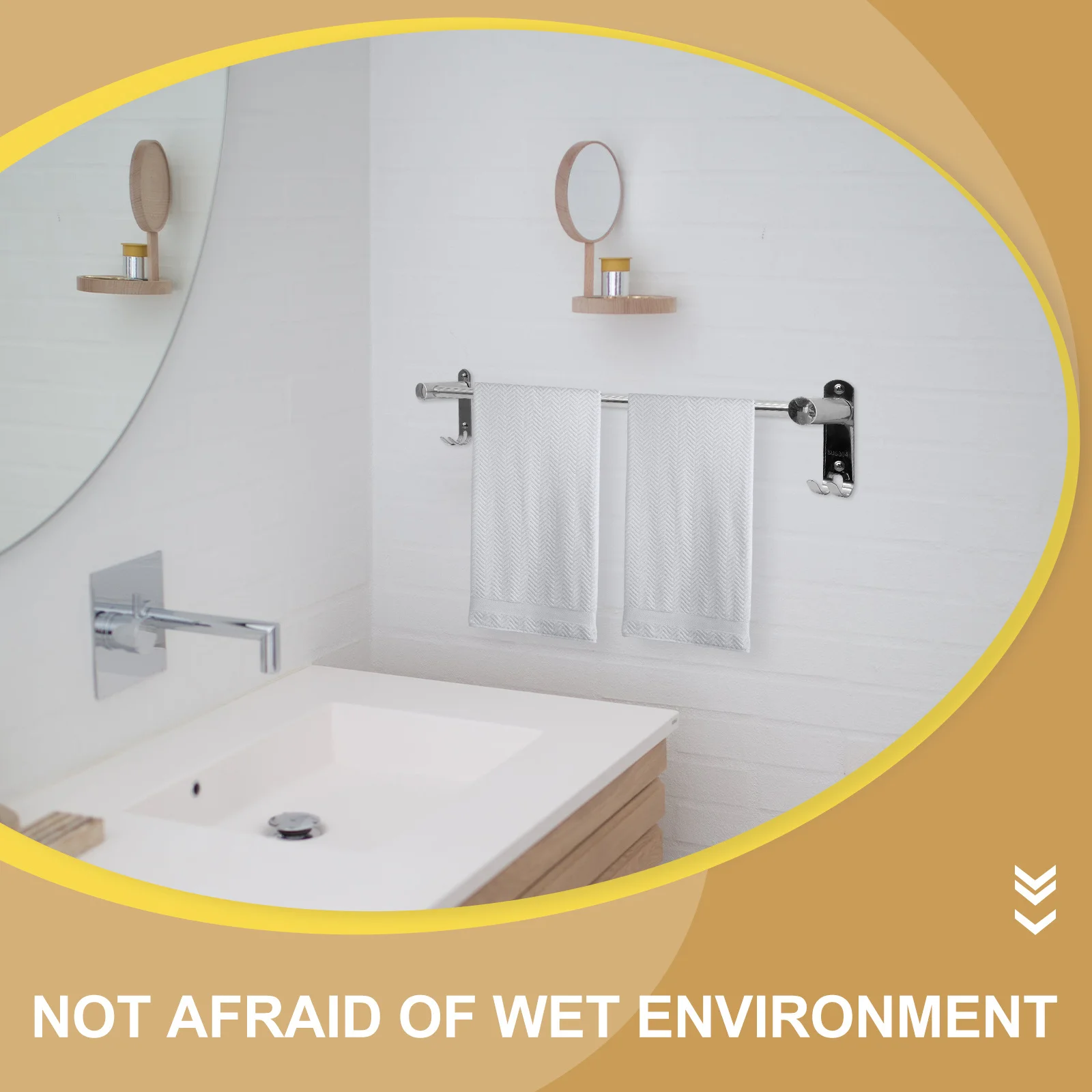 

Stainless Steel Mounted Bathroom Kitchen Bar 2 Pack Corrosion Resistant Hanger For Wet Environments Smooth