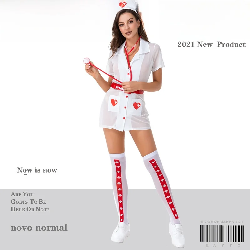 loween Game orm Costume Set Completo da infermiera per donna Gioco di ruolo Abbigliamento in poliestere lavabile Ideale per spettacoli teatrali