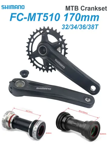 Shimano Deore SLX MT510 MTB platos y bielas 10 10 11 12 velocidades bicicleta de montaña vela piñón de bicicleta 170mm 32T 34T 36T 38T BB52 MT500