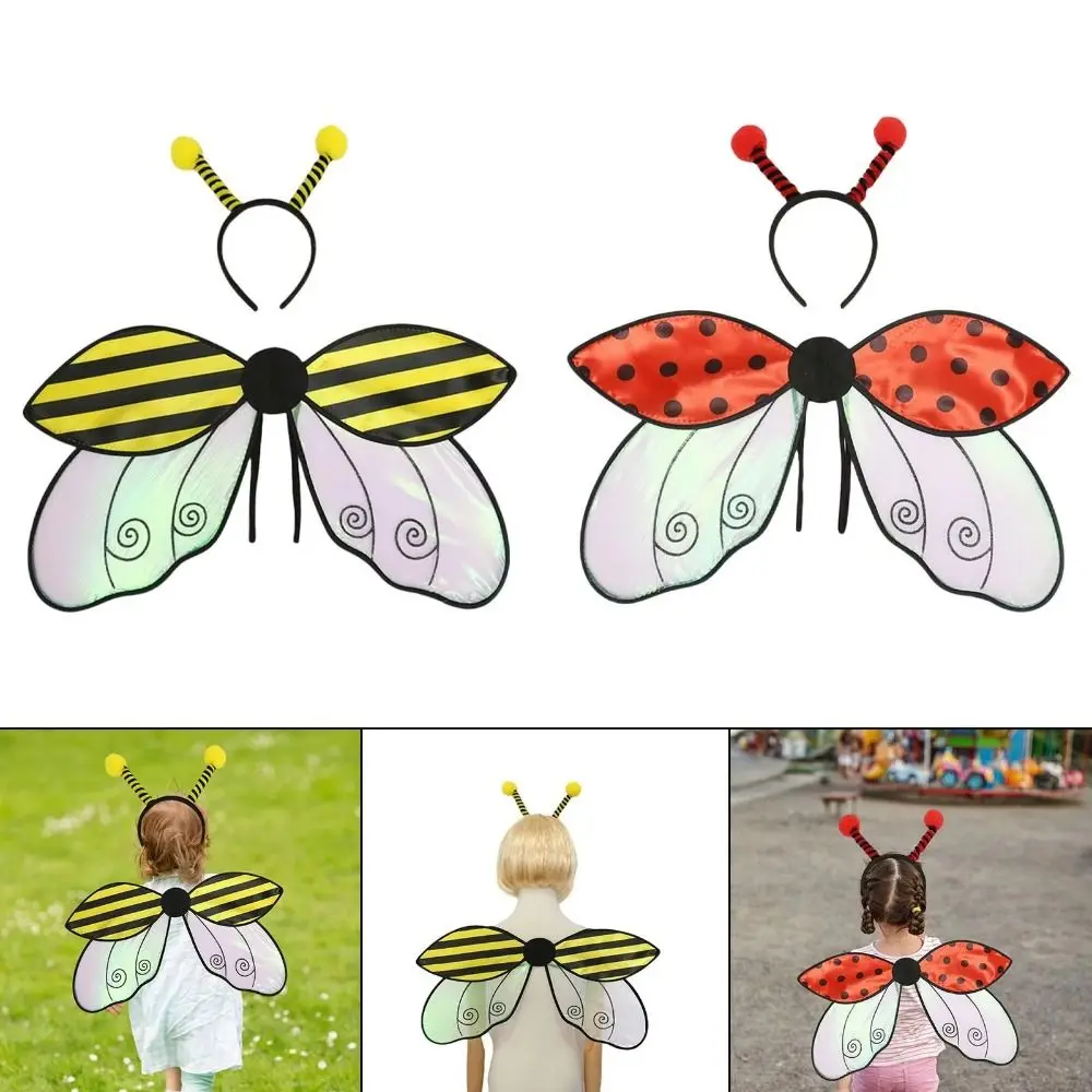 Lightweight Bugs Cosplay Wings Insect Handmade Craft Yellow Bee Fly Wings Elastic Straps Sparkle Costume Wings Christmas Gift