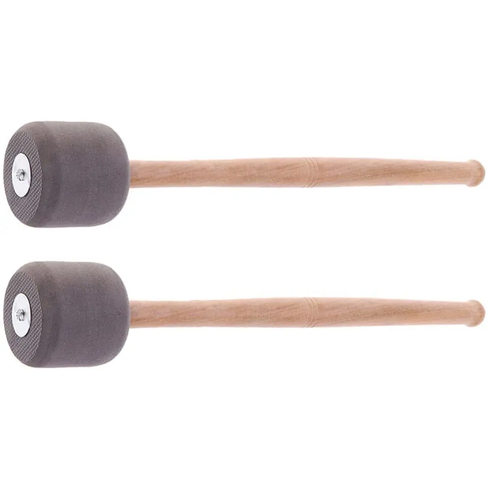 1 Pair  Bass Drum Mallets Sticks Foam Mallet with Oak Wood Handles for Percussion Sticks 12.8 Inch Length