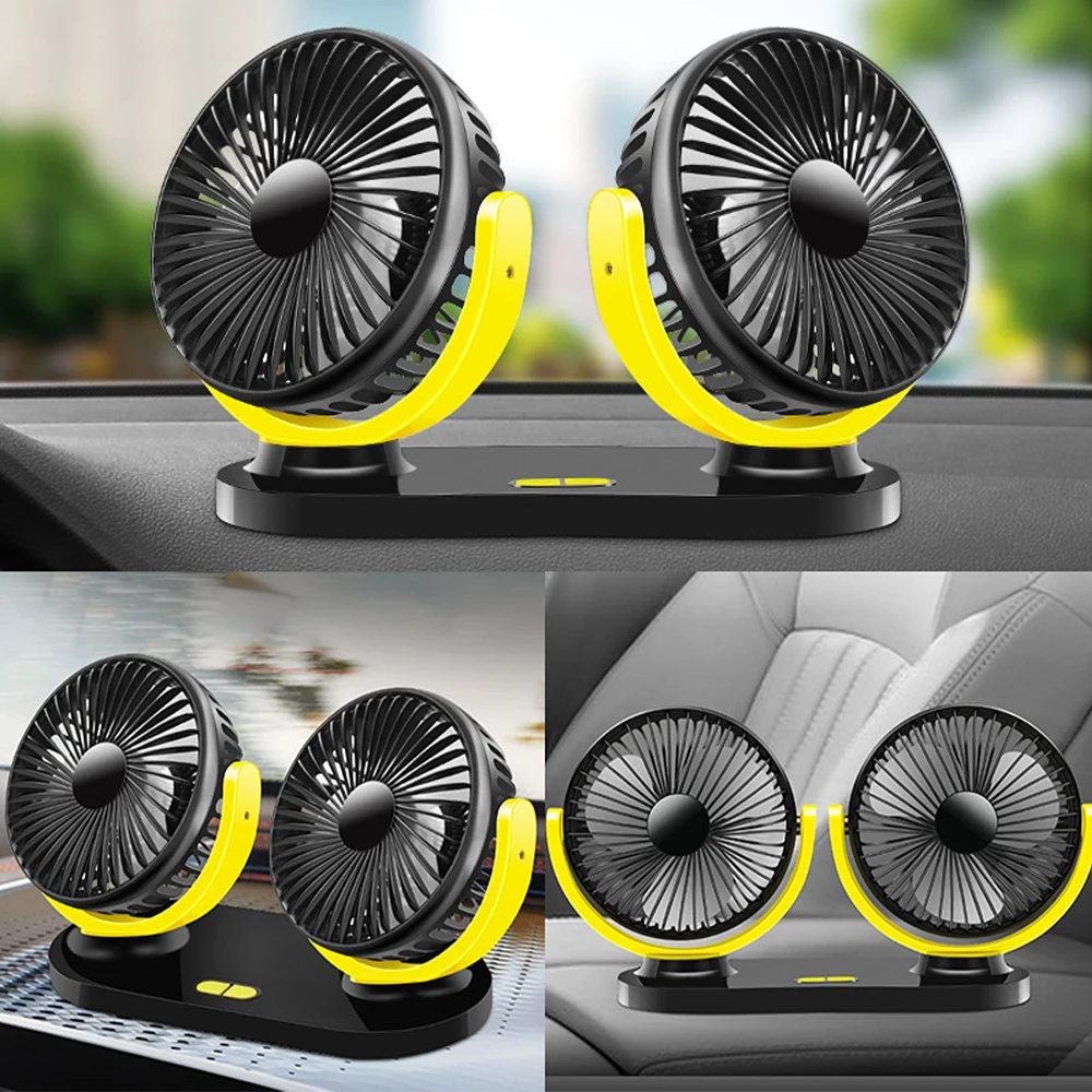 All-Round Adjustable Car Auto Air Cooling Dual Head Fan Low Noise Car Auto Cooler Air Fan Car Fan Accessories