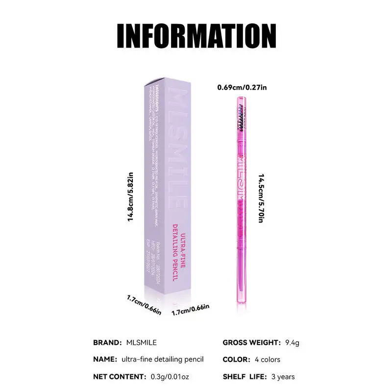 ดินสอเขียนคิ้ว MLSMILE 4 สี กันน้ำ กันเหงื่อ ดินสอเขียนคิ้วสองหัว ติดทนนาน ดีไซน์ธรรมชาติ สำหรับผู้หญิง รุ่นใหม่ปี 2025