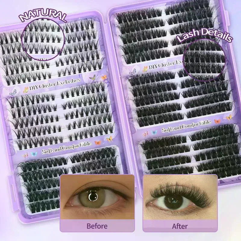 Eyelashes European Style 3D Fluffy Curled False Segmented Single Cluster Thick Large Capacity DIY Fox Series Reusable Glam
