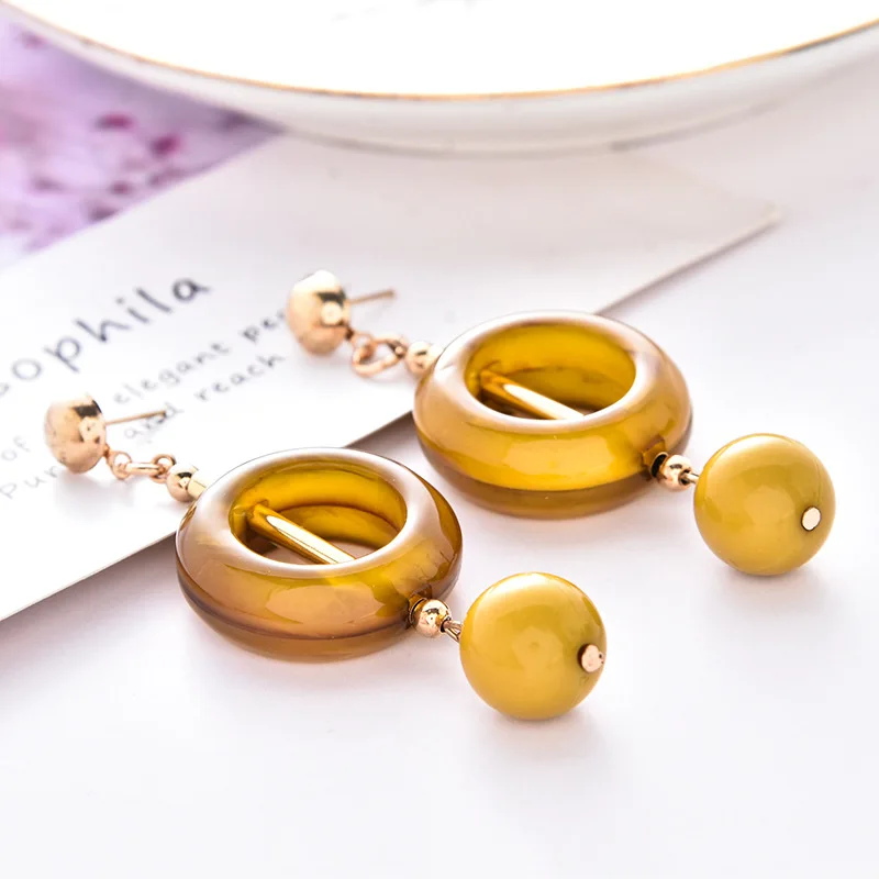 DIY accessories New Xiaoxiangfeng round three-dimensional acrylic earrings, creative and simple handmade earrings, wholesale of