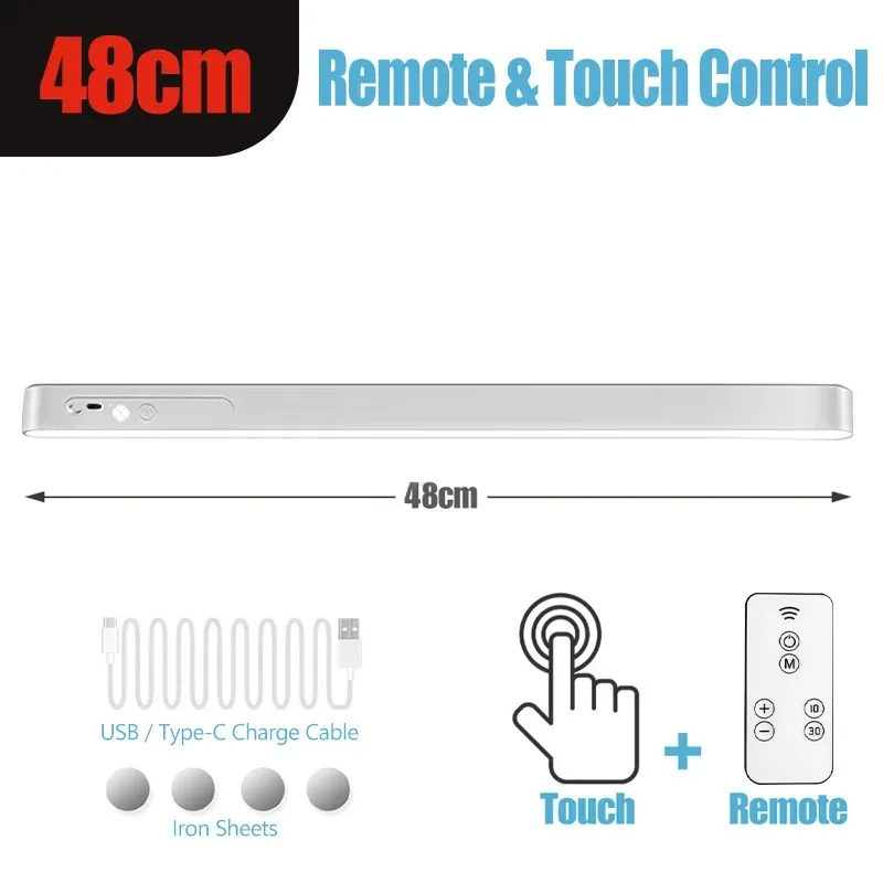 HOMEFISH Eye-care Table Lamp LED Light Bar Rechargeable Wirless Desk Reading Lamp USB Night Light For Bedside Kitchen Cabinet, image 5