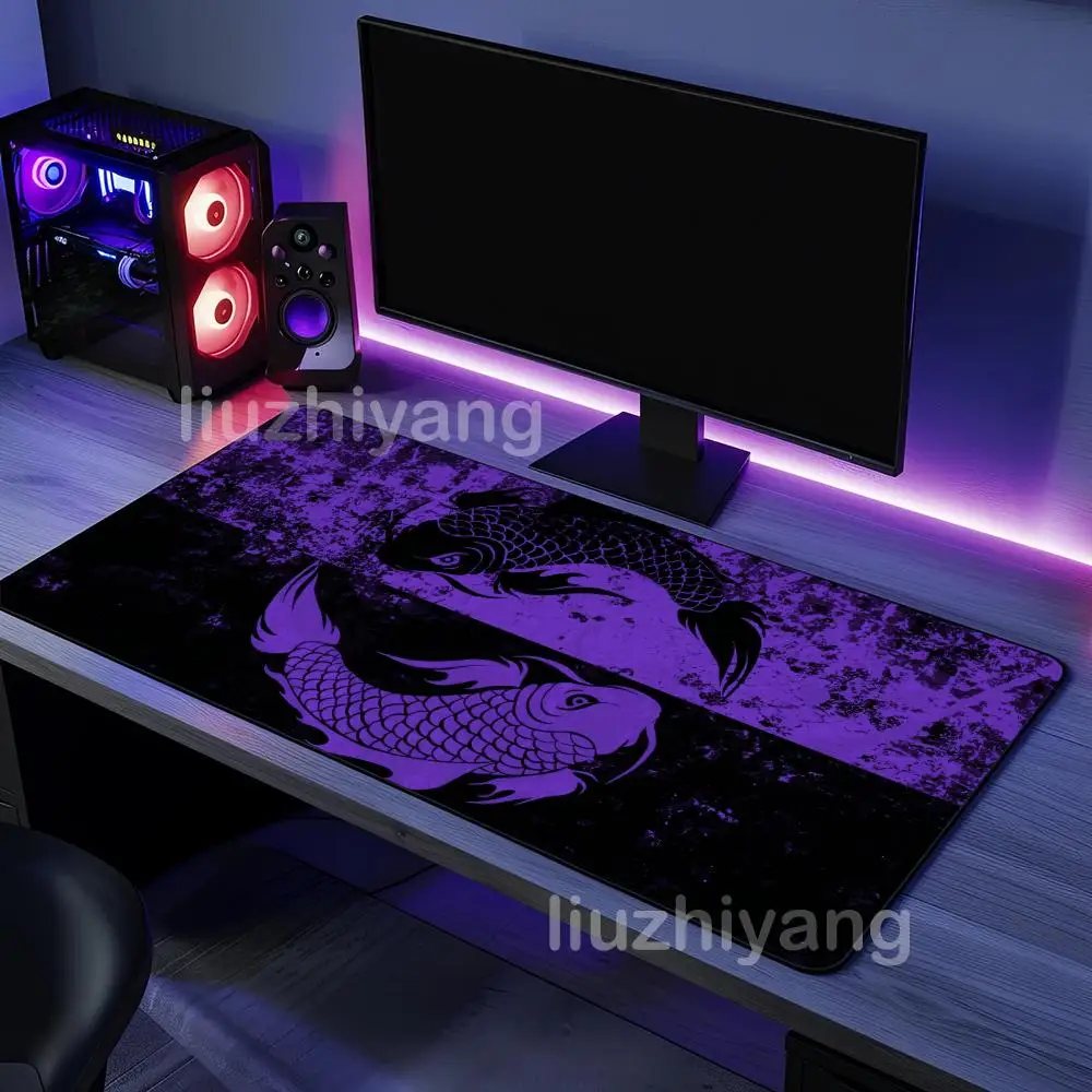 

Yinyang Japan Koi Mouse Pad Large Computer Office Game Table Mat XXL Rubber Anti-slip Stitched Edge Keyboard Mats Long Desk Pads
