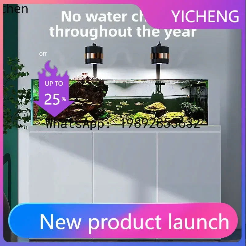 

original ecological stream tank fish tank, native tank, fish tank living room ultra-white glass bottom filter fish tank