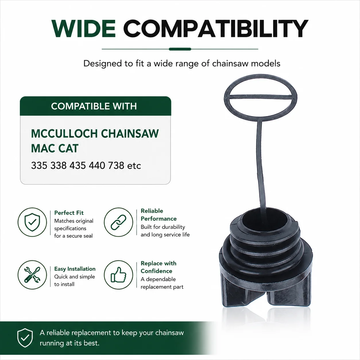 Oil Tank Filler Cap Replacement for McCulloch Chainsaw MAC CAT 335 338 435 440 738, Chainsaw Parts, Oil Cap Fuel Cap