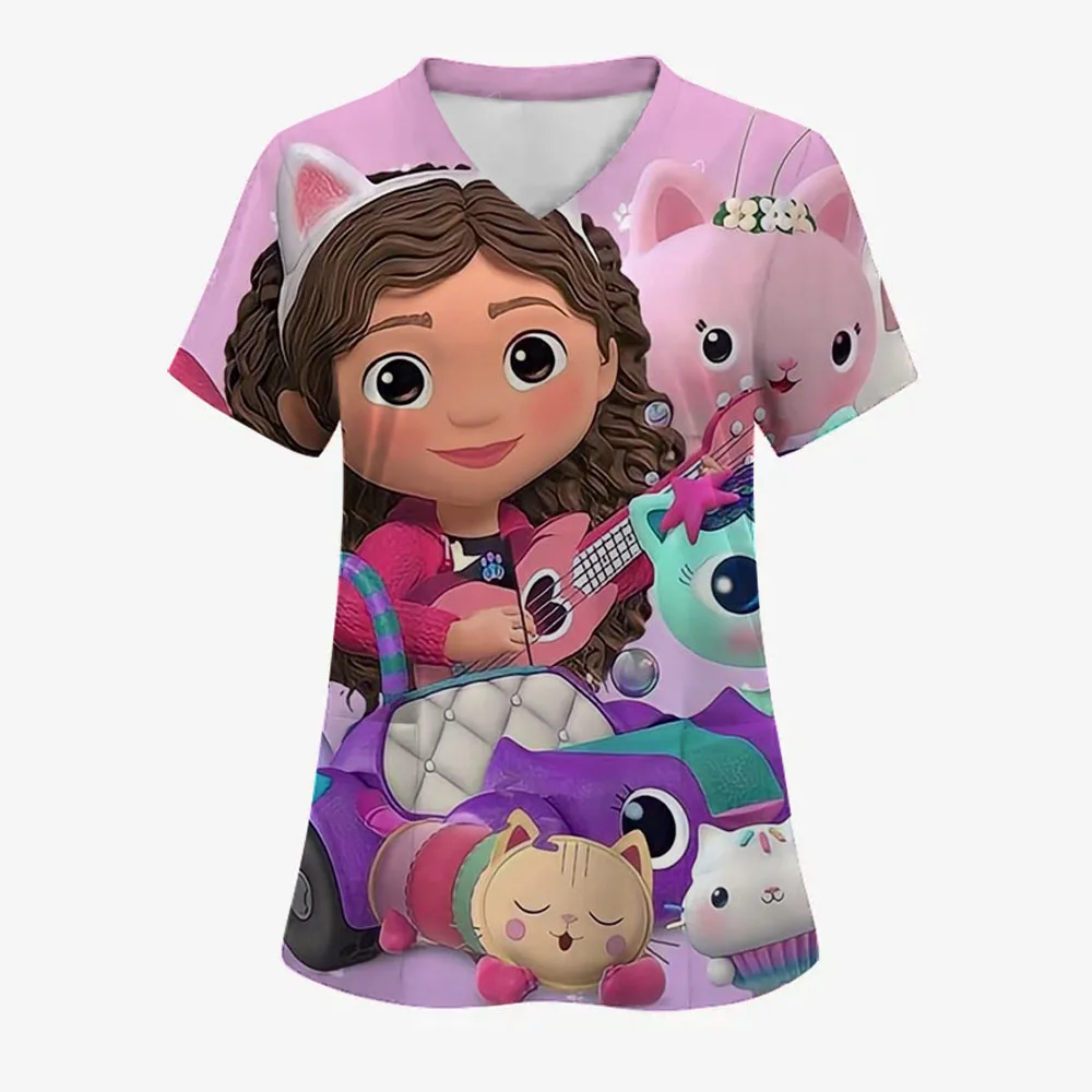 

Pure Nurses Uniform Gabbys Dollhouse Printed Short Sleeved Shirt Medical Clothing for Women Comfortable Surgical Gowns