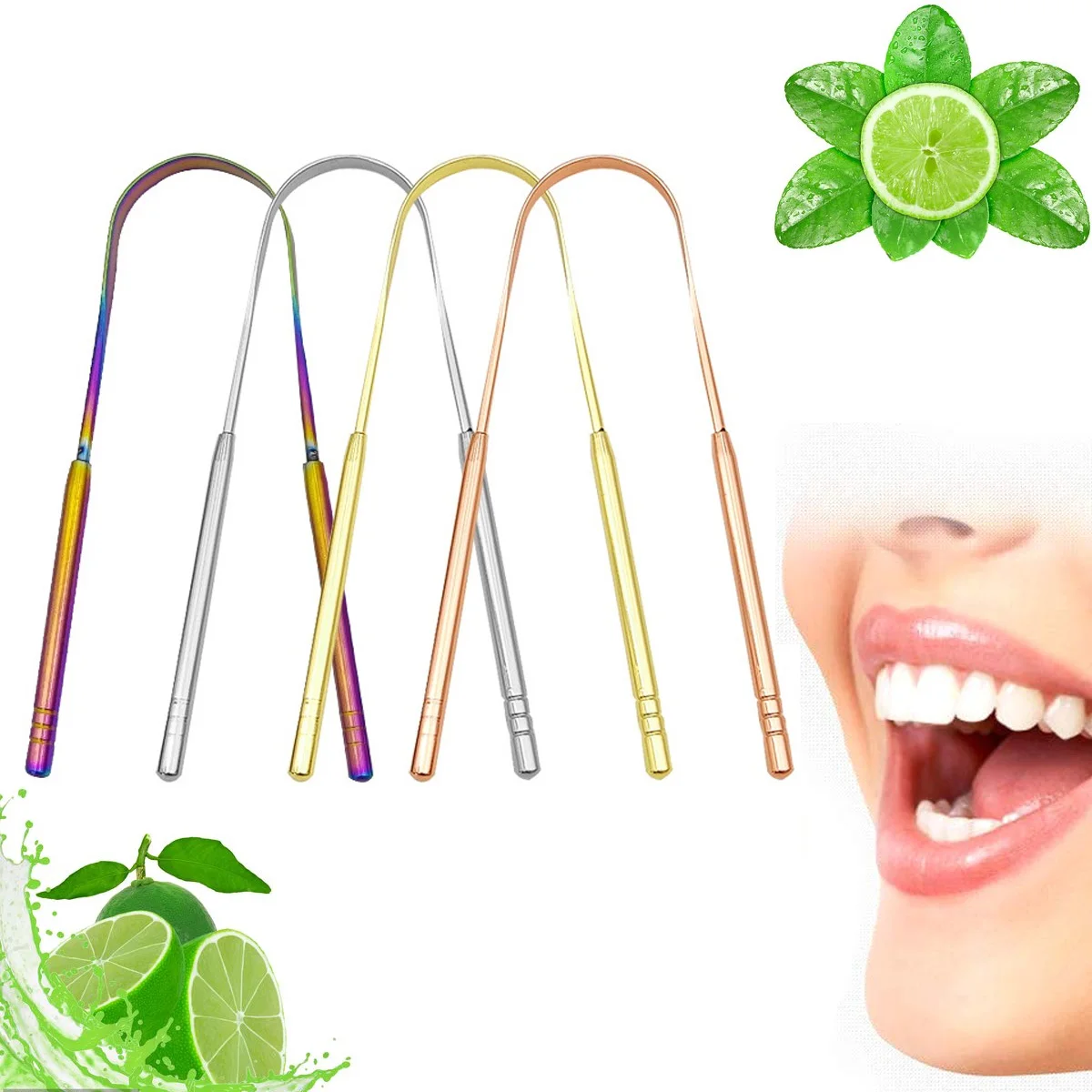 1PC לשון נירוסטה לשון מגרד בצורת מתכת טרי נשימה ניקוי הלשון מצופה שיניים מברשת שיניים שיניים היגיינת הפה