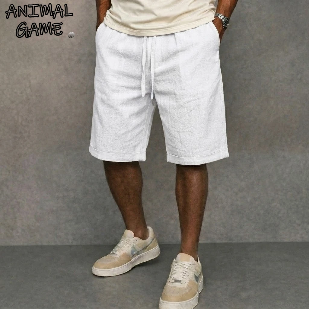 

Летние мужские однотонные хлопковые шорты, легкие спортивные повседневные льняные брюки оверсайз, мужские джоггеры, пляжные гавайские свободные шорты для мужчин