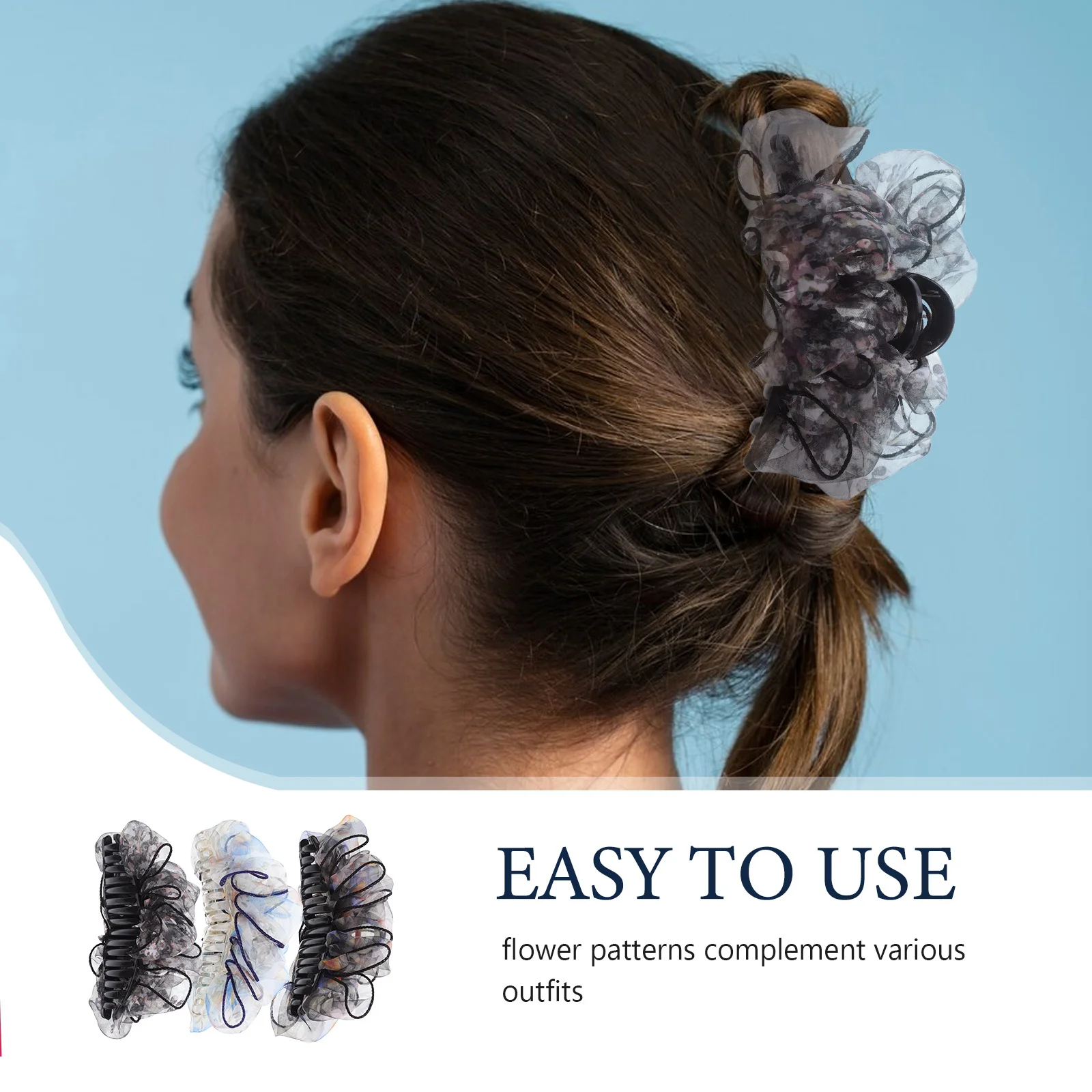 3 قطع من مشابك مخلب الشعر على شكل زهرة، إكسسوارات شعر متينة بنمط الأزهار للنساء والفتيات، حل أوبدو سريع التصميم #2