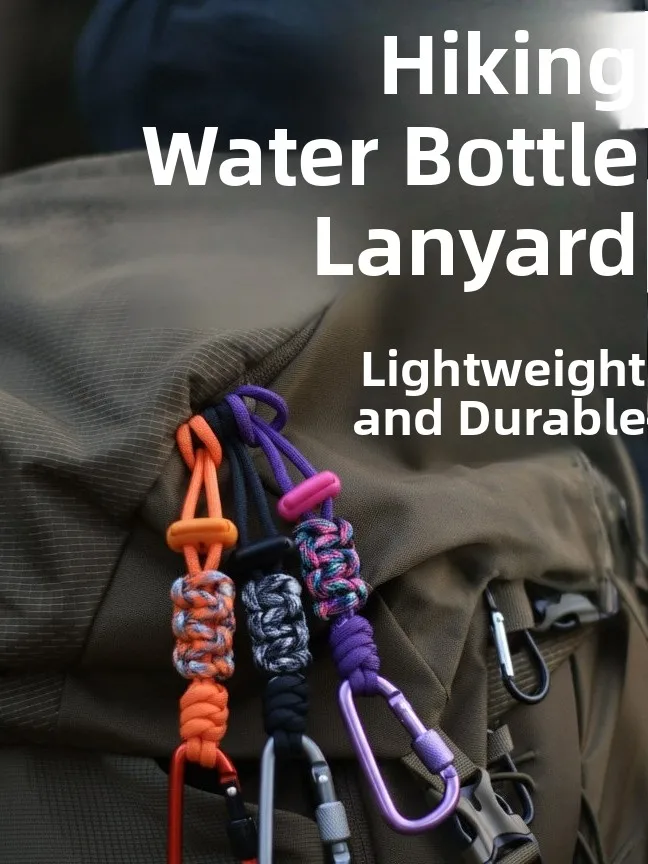 Outdoor Hiking Water Bottle Hook Multifunctional Quick Hanging Rope Mountain Climbing Carabiner Water Cup Strap Backpack
