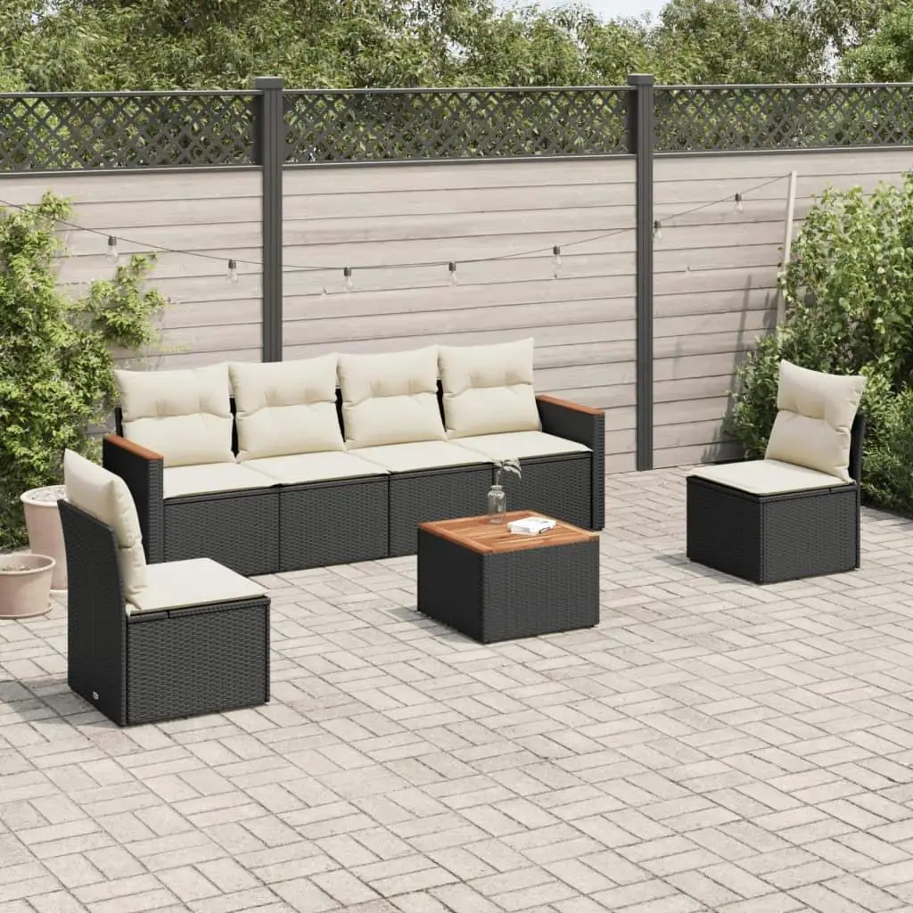 

Outdoor Elegant Garden Sofa Set Black and Cream Stylish Patio Furniture Modern Design Comfortable Seating