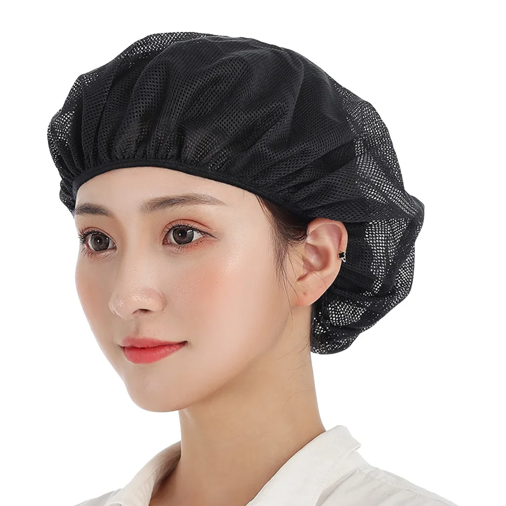 Simple Elastic Mesh Work Hat Dust-proof Oil-Resistant Catering Work Wear Breathable Chef Hat Food Service