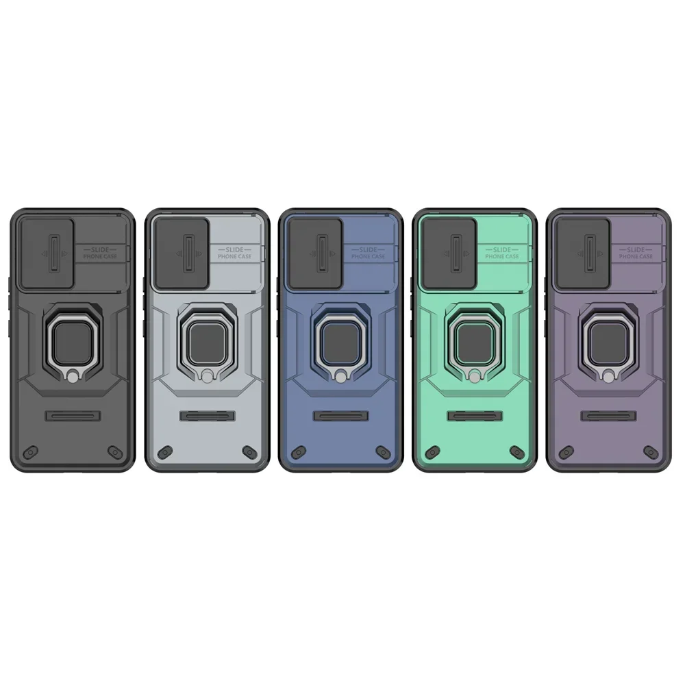 Caso IQoo Z9 Turbo Anti-Shock PC TPU com protetor de lente, suporte, armadura Rugger, estojo rígido para OPPO IQOO Z9X estojos