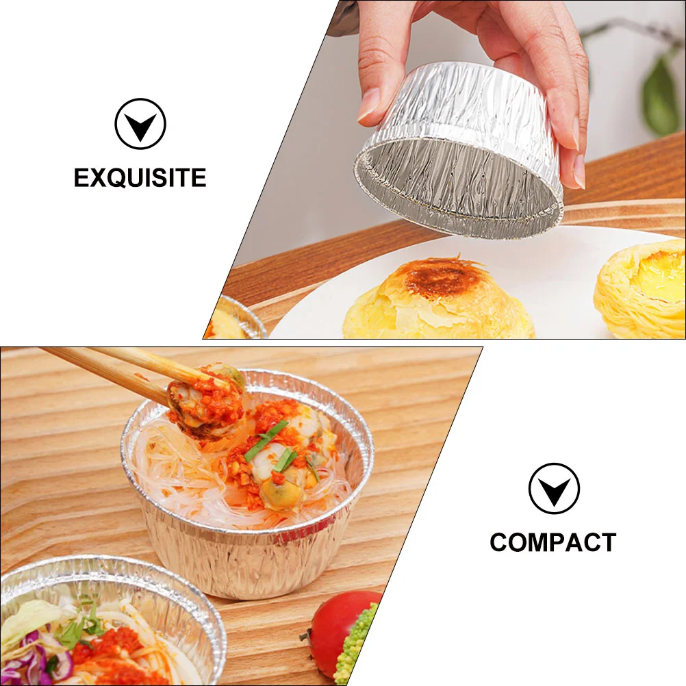 40 Pcs Cheesecakes Bozai Tin Foil Cup Cupcake Holder Dessert Baking Cups Disposal Tools Muffin Liner Silver