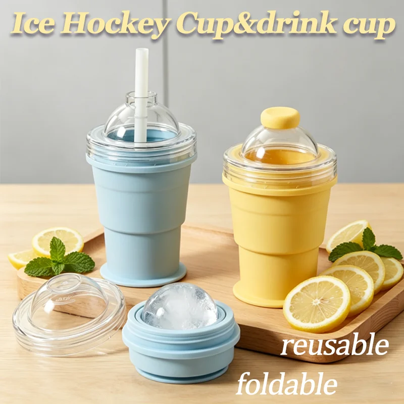 Ice Mold Sphere - 2-in-1 opvouwbare siliconen ijsbalbeker, herbruikbare draagbare