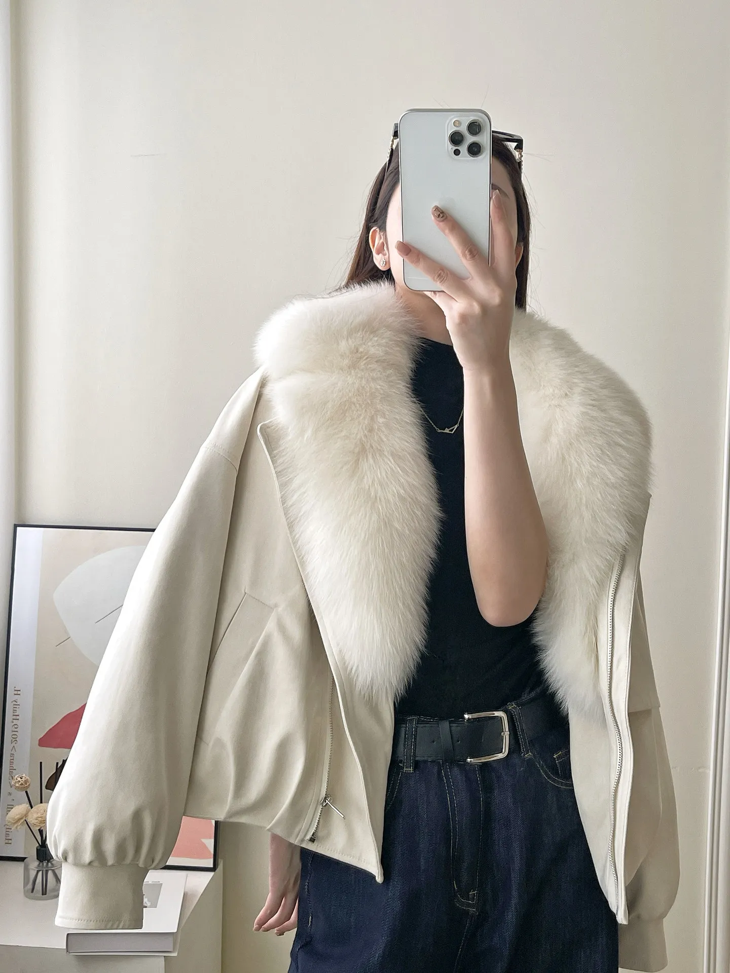 Korean Chic Elegant Padded Faux Fur Collar Parka Women Zip Up Loose Fit Thick Warm Winter Cropped Coat Casual Daily Outfit 2026